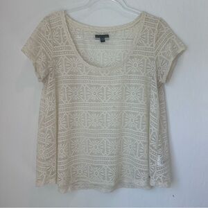 American Eagle Lace Babydoll Top Eyelet Oatmeal Color size Medium
